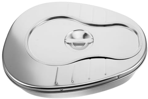 Abaodam Bettpfanne und Edelstahl Große Kapazität mit Deckel Robuste Metall Geruchshemmend Praktisch für Bettlägerige Ältere Menschen im Pflegeheim