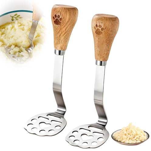 Kartoffelstampfer aus Edelstahl, 2025 Neue Kartoffelpresse aus Stahl, Kartoffelpresse mit ergonomischem Griff, manuelles Küchengerät für Kartoffelpüree, Marmelade, Gemüse (2 Stück)