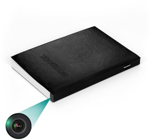 KGQO Cuaderno con Mini Camara Espia 1080P Ocult Camara Vigilancia Interior Nanny con Detección Movimiento para Seguridad del Hogar Reuniones de Negocios y Aprendizaje sin Necesidad de Wi-Fi (Black)