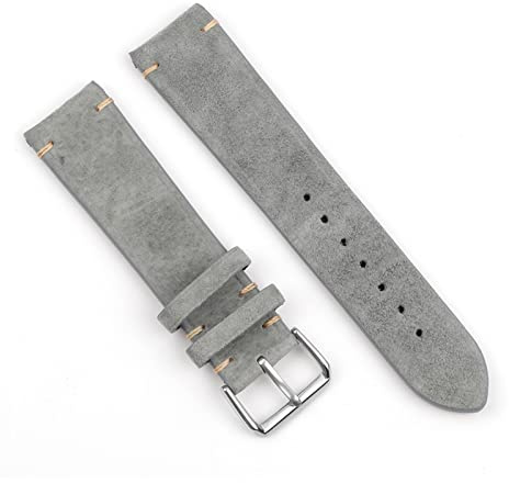 Cong Yi Vintage Klockremmar I Mockaläder Blå Klockband Ersättningsrem For Klocktillbehör 18mm 20mm 22mm 24mm(Gray,18mm)