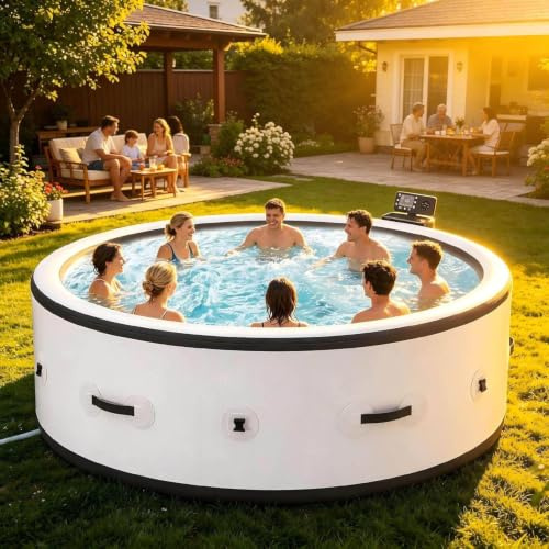 WEIZIIA Bañera SPA Hinchable Exterior para 4–6 Personas, 206 × 71 cm y LED