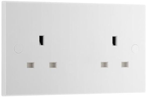 BG Electrical Double Unswitched Power Plug Wall Socket, Square Edge, Nexus 900 Series, White Moulded, 13A, 924