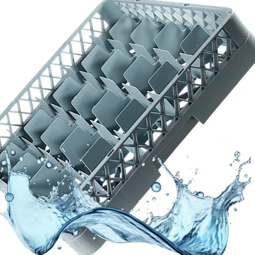 Kerafactum - Cestello per lavastoviglie con 25 scomparti, per bicchieri e tazze, 500 x 500 x 100 mm, grigio blu