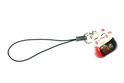 Miniblings Calico Cat Maneki Neko Lucky Mobile Cell Phone Charm Pendant Bell Asia Black