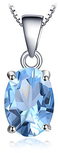 JewelryPalace Oval 2,1ct äkta Topas Födelsesten Solitär Hängsmycke, Smyckeset Med Himmelsblå Sten, Halsband För Damer Silver 925 Collier ädelstenar Flickor, Halsband För Kvinnor Gåva 45cm