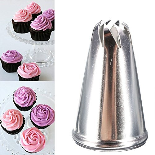 HERGON Edelstahl Acht Zähne Drop rose Blumen Spritzbeutel Spitzen Düse Werkzeug für Backen und Kuchen Cupcake Dekorieren.