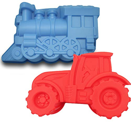 2 Pièces Forme de Train et Camion Moule à Gateau en Slicone Antiadhésif - Moule en Silicone Moules à Cake pour Grande Gelée, Pain, Pâtisserie, Cheesecake, Kouglof