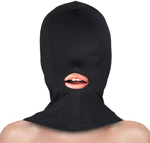 GOODS+GADGETS Erotische Gesichtsmaske Fetisch Maske BD-SM Kopfmaske Dunkelspiel Fetischmaske mit Mundöffnung | Atmungsaktive Neopren-Vollmaske für Paare - Einheitsgröße, hautfreundlich, Latexalternative