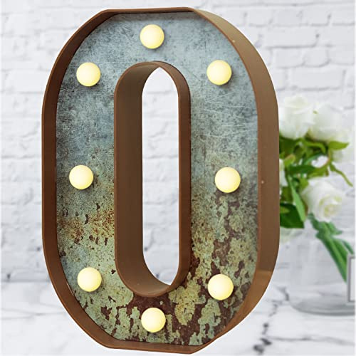 Elnsivo LED Marquee Light Up Letters Industrial Vintage Style Rust Metal Effect Marquee Letter with Lights Illumination Letter Signs for Christmas Wedding Birthday Party Home Cafe Bar Decor