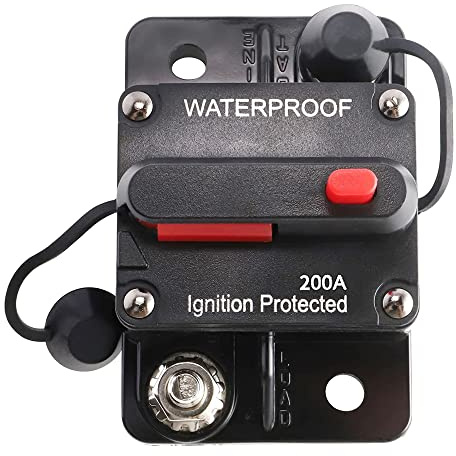 RED WOLF 200A Schutzschalter Sicherungshalter mit Manueller Reset für Auto Boot LKW Marine Audio Batterie Leistungsschalter Kfz DC 12V-24V Sicherungsautomat Circuit Breaker