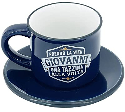 CLEARCO Tazzina da caffè in gres porcellanato personalizzata con piattino - Giovanni