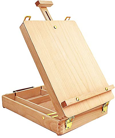 Tisch-Staffelei Art Staffelei Desktop-Staffelei zum Malen, Premium-Holz-Sketchbox-Staffelei, Desktop-Mal-Staffelei für Schüler-Künstler-Anfänger