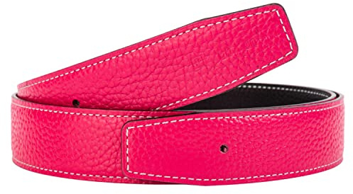 Vatee's Herren / Damen Wendegürtel aus echtem Leder ohne Schnalle Ersatzgürtel 3,4 cm / 3,8 cm breit, H399w: schwarz/rosarot, Taille 33/35