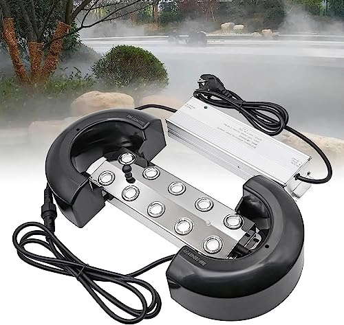 MOGOULUA Fabricant de Brouillard 10 Têtes Nébuliseur à Ultrasons 7L/H Brumisateur Générateur de Brouillard 350W Humidificateur à Brouillard avec Une Bouée pour Halloween Fontaine Etang Aquarium Jardin