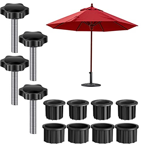 Richolyn Rechange pour Pied Parasol Standard Rond,Socle en Granit avec Bague Réduction Noir Diamètre Intérieur,Inserts Réducteurs pour Pied Parasol Granit