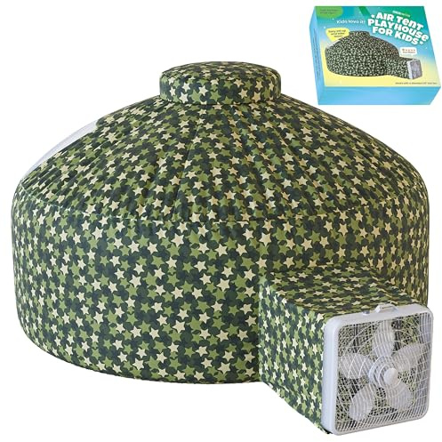 Skywin Air Tent for Kids (77” x 50”) Builds in 30 Sec, Toddler Tents Indoor for Imaginative Play, Spacious Kids Forts Indoor Playhouse for Boys & Girls Ages 3-14 (Fan Not Incl) (Forest Fort)