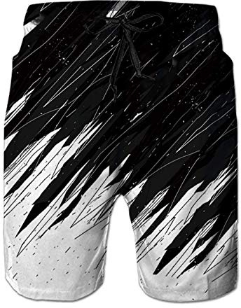 Fanient Badbyxor för män, 3D-tryck, rolig grafik, badshorts, snabbtorkande, strandkläder, sport, löpning, bad, strand, surfbräda, shorts, 01 svart vit, XL