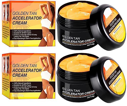 Intensive Tanning Gel, Crema Bronceadora Brillo, Acelerador de Bronceado Premium Soft Brown, Crema Bronceadora para Banco Solar, Obtenga Bronceado Natural (2 piezas)