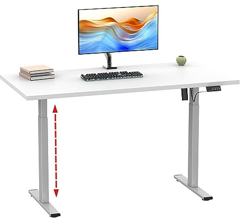 VCM Höhenverstellbarer Schreibtisch | stufenlos 71-120 cm elektrisch höhenverstellbar | Computerisch Maße 110x50 | Bürotisch Lona