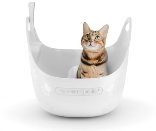 Litter Genie LitterBox White, Katzentoilette weiß, Elegantes und praktisches Design, einfache Entleerung, inkl. Schaufel