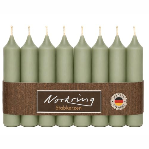 Nordring Velas cónicas verde musgo 2,2 x 11 cm alto, paquete de 8