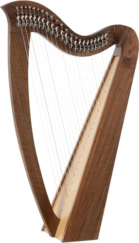 Classic Cantabile H-22 WN Keltische Harfe 22 Saiten - Celtic Harp mit 22 Saiten - In Es-Dur gestimmt - Mit Halbtonmechanik - Aus Walnussholz - Inklusive Tasche und 2 Stimmschlüssel - Höhe: 83,5 cm