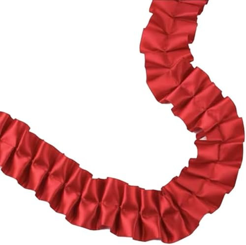 Wambere 20M 5cm Breite Rüschenspitze Rüschenband Spitzenband Plisseespitze Spitzenbesatz Spitzenborte Spitzenbordüre Zierband Dekoband für Nähen DIY Handwerk Blumenverpackung Geschenkbox,Rot