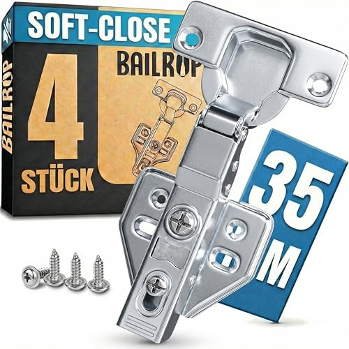 Bisagras Puertas Cocina - Cierre Suave y Acero Inox - Bisagras Armarios y Muebles - Bisagras de Cazoleta con Freno para Puertas de Madera - HALF OVERLAY