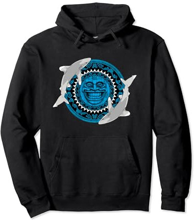 Weißspitzenhochseehai Tiki Totem Pullover Hoodie