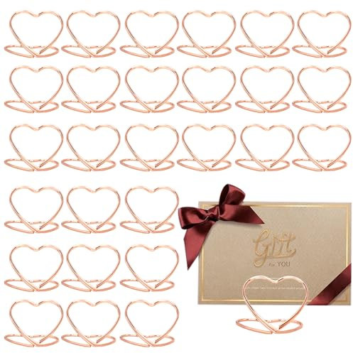 Pasdrucn 20 Stück Tischkartenhalter, Unendlichkeit Tischnummern Hochzeit, Menükartenhalter, Dekoration Kartenständer, Tischkartenhalter Gold, Kartenhalter Tisch Gold, Kartenhalter Hochzeit (Roségold)