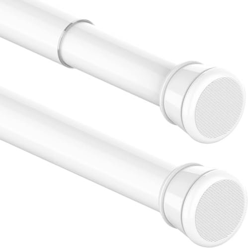 1PC Tension Rod No Drill Shower Curtain Pole Extendable Curtain Poles Shower Curtain Rail for Bathroom, Window, Door, Wardrobe, 73-145cm/28.74-57.09Inch(Diameter:25mm) White