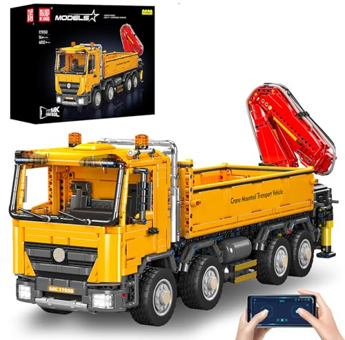 Mould King 17050 Technik LKW Bausteine Modell, 4012 Teile Ferngesteuert pneumatisches Zugfahrzeug Modellbauklötze Spielzeug, Fernbedienung und App Doppelsteuerung Mobile Truck Bausatz