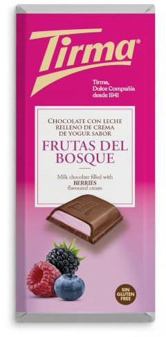 Tirma | Barre de chocolat au lait aromatisée à la crème de yaourt et aux baies 103g | Chocolat crémeux fourré | Idéal pour desserts | En-cas chocolaté