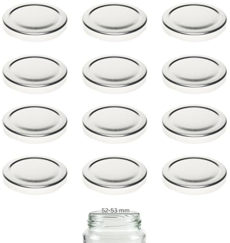 mikken Lot de 15 couvercles TO 63/6,6 cm stérilisables pour pots à confiture Twist-Off Couvercle de rechange pour bocaux à conserve Couleur argent