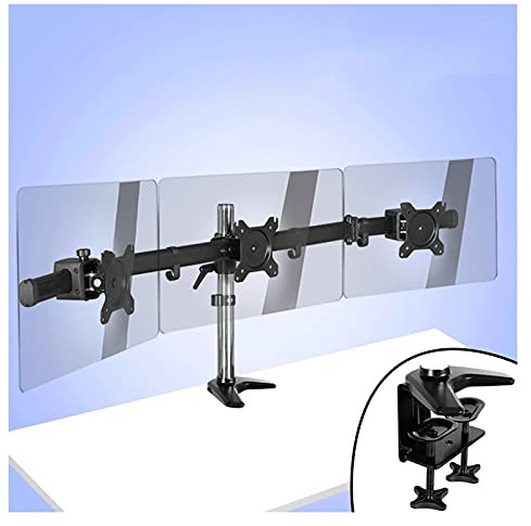 ASerZenith Monitorarm Gas Dreifach-Monitorständer 17-27 DREI LCD-Bildschirme Monitor-Tischhalterung, Höhe/Neigung/Drehung einstellbar, Jeder Arm trägt bis zu 17,6 Pfund Monitor-Tischhalterung, B