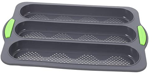 OKUMEYR Molde de Silicona de 3 Ranuras para Pan, Antiadherente y Lavable, Bandeja para Horno Base Perforada, Adecuado para Máquina de Hacer Pan en Casa