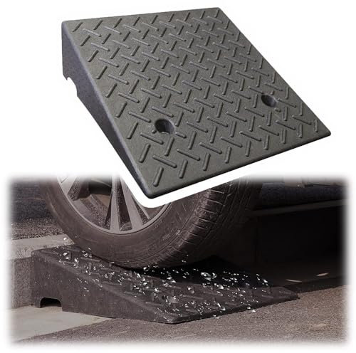 REDEXI Auffahrt Bordsteinrampe, rutschfeste Auto Bordsteinrampen, 8cm 10cm 13cm 15cm 18cm Hohe Schwellenrampe, Schwerlast Gummi Auffahrkeil, Robuste Und Tragbare(50x50x11cm/19.6x19.6x4.3in)