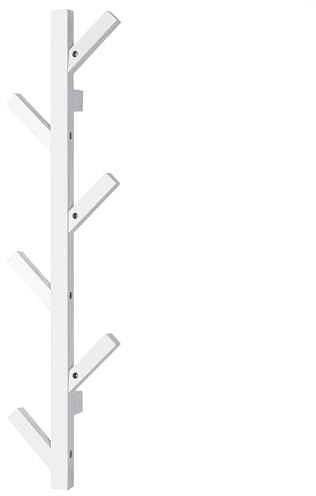 T-LOVENDO.ES Perchero de pared madera maciza de haya vertical 6 Ganchos. Moderno. Ideal recibidor, entrada, salón, dormitorio. Diseño moderno. (Blanco)