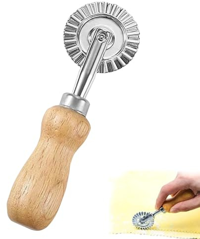 Teigschneider,Ravioli Roller,Zinklegierung TeigräDchen,Mit Holzgriff Teigrad,Nudelschneider,ⅵ Schneidemesser,KnöDelbesteck,Geeignet FüR Zuhause,Restaurant,KüChe,