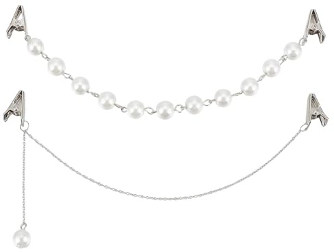 PH PandaHall 2 Styles Chaînes de Pull en Perles Clips de Chaîne de Col Clips de Broche de Chemise Fermoirs de Cardigan Clip de Châle Broches de Chaîne pour Femmes Portant des Vêtements Sac 21cm