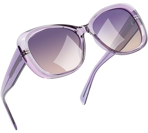 Joopin Occhiali da Sole da Donna Grandi UV400 Polarizzati Occhi di Gatto Vintage Moderni Montatura Spessa Oversize Ovali Quadrati Cat Eye Occhiali (Viola Chiaro)
