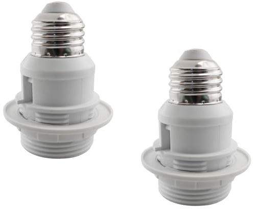 LQ Industrial 2PCS White Plastic Mountable Glass Shade Conversion Head E26 to E26 Socket Extender Lamp Holder Adapter Suitable for Incandescent Bulb