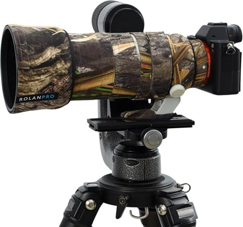 ROLANPRO Custodia Mimetica Impermeabile per Obiettivo Sony FE 70-200mm f/2.8 GM OSS II (sel70200gm2), Mark 2 Copriobiettivo Protezione per Fotografia Naturalistica e Birdwatching - #49 Mimetica Canna