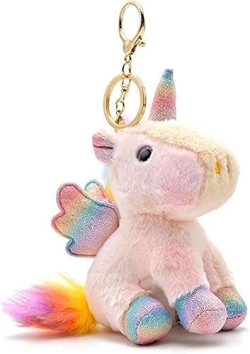 Pgsnhxj Cute Plush Unicorn Keychain Rainbow Unicorn Stuffed Animals Keyring Charm Handbag Pendant (Classic)