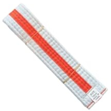 MARTIAL ARTS KIDS WHITE BELTS WITH STRIPES, KARATE, TAEKWONDO, JUDO, KICKBOXING, BELTS 150cm (White Belt Orange Stripe)