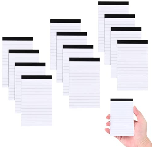 12 Pack Mini Bloc de Notas A7, Libreta Pequeña de Bolsillo a7, 7,5 x 12,5 cm, Small Taccuino Tascabile 30 Hojas Por Cuaderno con Líneas Horizontales, para Listas de Tareas Pendientes Oficina Estudio