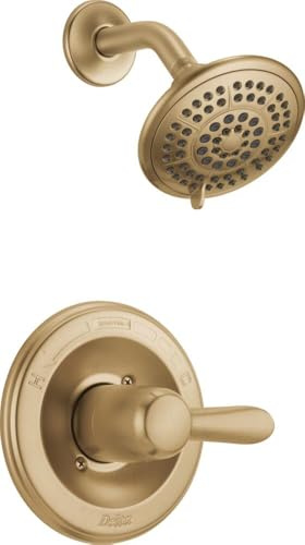 Delta Lahara 14 Series Single-Function Shower Trim Kit with 5-Spray Touch Clean Shower Head, Champagne Bronze T14238-CZ (Valve Not Included)