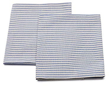 LinenMe Set mit 2 Geschirrtücher Halbleinen 47x70 cm Jazz - Küchentücher & Handtücher Natürlich 53% Leinen, 47% Baumwolle mit Aufhänger in Blau gestreift, Hergestellt in Litauen