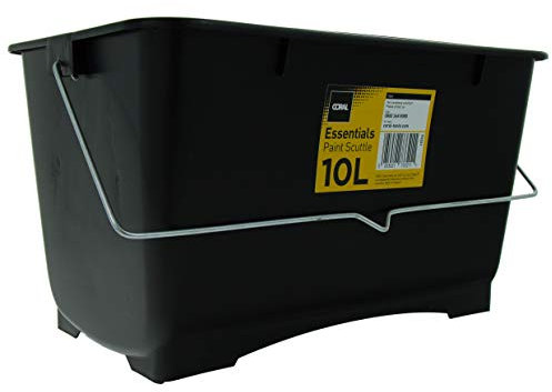Coral 73321 Essentials Plastic Paint Scuttle Container with Metal Handle for Paints and Paste 10 Litre, Black