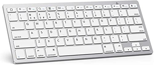 OMOTON Bluetooth Wireless Keyboard for iOS Compatible with iPad Pro/Air/Mini, iPhone and More, UK QWERTY Keyboard Layout, Silver